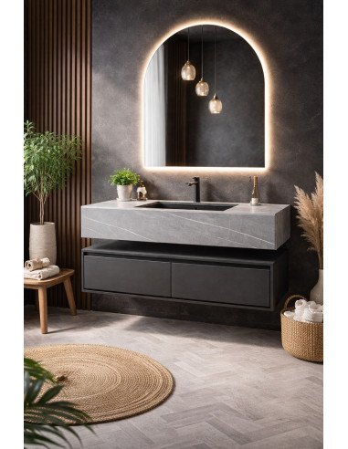 Vanitory Mesada con Bacha y Mueble con Cajones Flotante